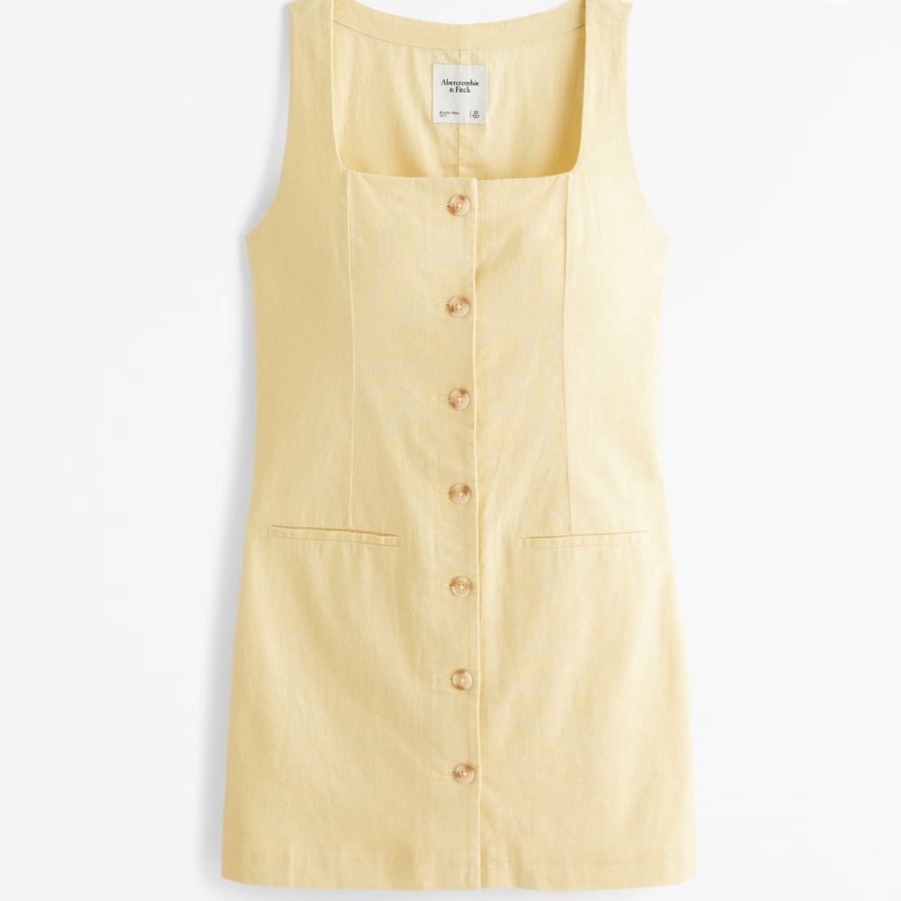 The A&F Mara Squareneck Linen-Blend Vest Mini Dress
